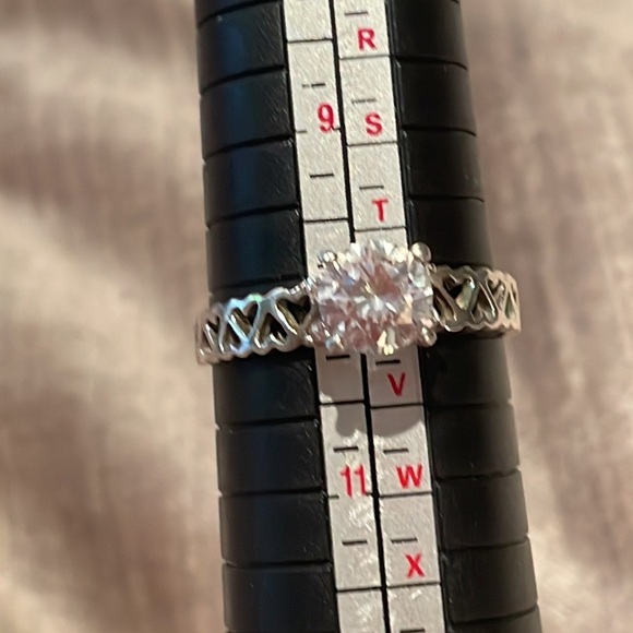 Sterling Silver Heart Engagement Ring 925 Size 10 - Picture 4 of 8